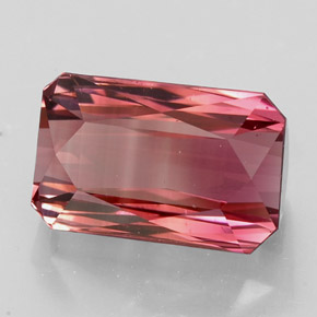 Turmalina rosa natural de 5,34 ct, corte esmeralda, VVS