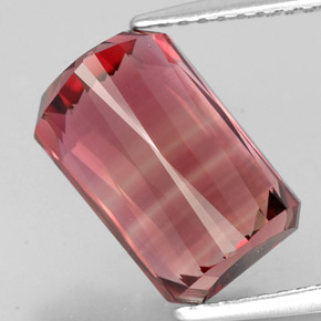 Turmalina rosa natural de 5,34 ct, corte esmeralda, VVS