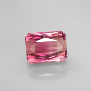 Turmalina bicolor natural de 3,46 ct, corte esmeralda, VVS