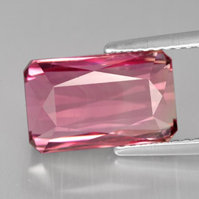 Turmalina rosa natural de 5,07 ct, corte esmeralda, VVS