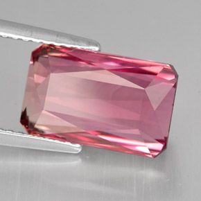 Turmalina rosa natural de 5,07 ct, corte esmeralda, VVS
