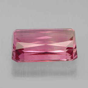 Turmalina rosa natural de 5,07 ct, corte esmeralda, VVS