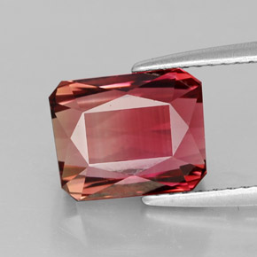 Turmalina bicolor natural de 3,90 ct, corte esmeralda, VVS