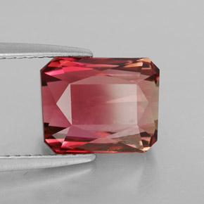 Turmalina bicolor natural de 3,90 ct, corte esmeralda, VVS