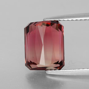 Turmalina bicolor natural de 3,90 ct, corte esmeralda, VVS