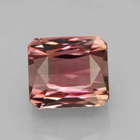 Turmalina bicolor natural de 7,42 ct, corte esmeralda, VVS-VS