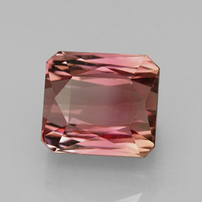 Turmalina bicolor natural de 7,42 ct, corte esmeralda, VVS-VS