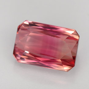 Turmalina bicolor natural de 3,66 ct, corte esmeralda, VVS-VS