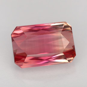 Turmalina bicolor natural de 3,66 ct, corte esmeralda, VVS-VS