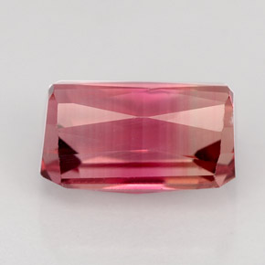 Turmalina bicolor natural de 3,66 ct, corte esmeralda, VVS-VS