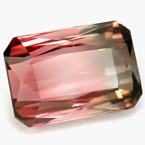 Turmalina multicolor natural de 5,46 ct, corte esmeralda, VVS