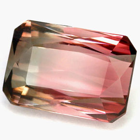 Turmalina multicolor natural de 5,46 ct, corte esmeralda, VVS