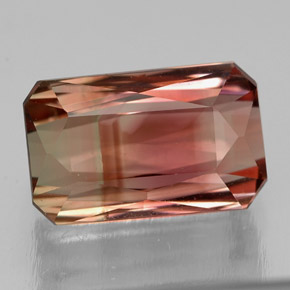 Turmalina bicolor natural de 3,98 ct, corte esmeralda, VVS