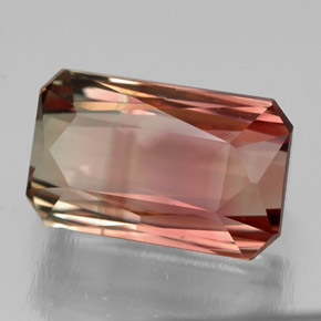 Turmalina bicolor natural de 3,98 ct, corte esmeralda, VVS