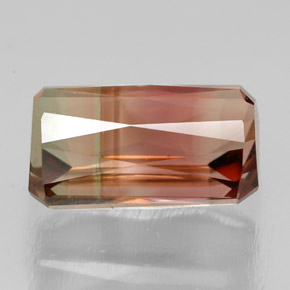 Turmalina bicolor natural de 3,98 ct, corte esmeralda, VVS