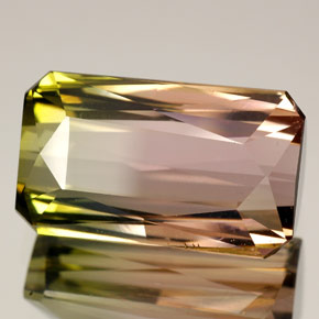Turmalina multicolor natural de 11,84 ct, corte esmeralda, VVS