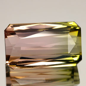 Turmalina multicolor natural de 11,84 ct, corte esmeralda, VVS