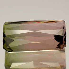 Turmalina multicolor natural de 11,84 ct, corte esmeralda, VVS