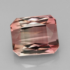 Turmalina bicolor natural de 8,55 ct, corte esmeralda, IF