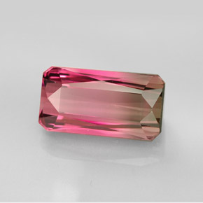 Turmalina bicolor natural de 6,44 ct, corte esmeralda, VVS