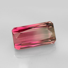 Turmalina bicolor natural de 6,44 ct, corte esmeralda, VVS