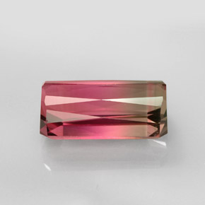 Turmalina bicolor natural de 6,44 ct, corte esmeralda, VVS