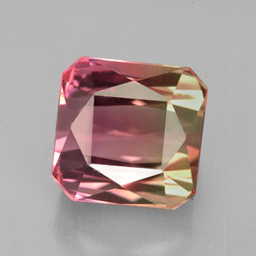 Turmalina bicolor natural de 7,51 ct, corte esmeralda, VS