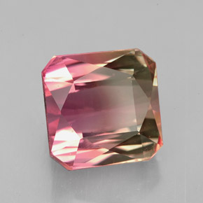 Turmalina bicolor natural de 7,51 ct, corte esmeralda, VS