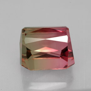 Turmalina bicolor natural de 7,51 ct, corte esmeralda, VS