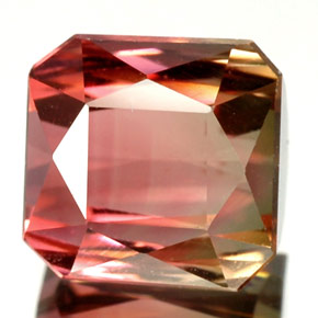 Turmalina multicolor natural de 3,88 ct, corte esmeralda, VVS-VS