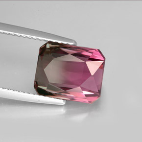 Turmalina bicolor natural de 5,27 ct, corte esmeralda, VVS