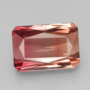 Turmalina bicolor natural de 8,91 ct, corte esmeralda, VVS