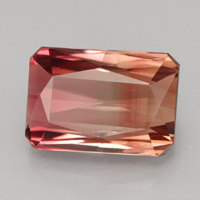Turmalina bicolor natural de 8,91 ct, corte esmeralda, VVS