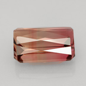 Turmalina bicolor natural de 8,91 ct, corte esmeralda, VVS