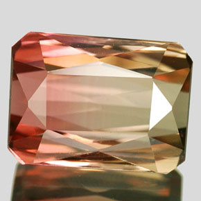 Turmalina multicolor natural de 4,65 ct, corte esmeralda, VVS