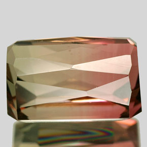 Turmalina multicolor natural de 4,65 ct, corte esmeralda, VVS
