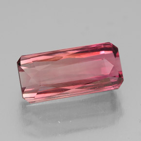 Turmalina rosa natural de 3,00 ct, corte esmeralda, VS