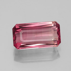 Turmalina rosa natural de 2,17 ct, corte esmeralda, VVS