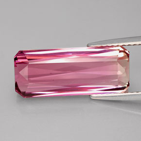 Turmalina rosa natural de 5,99 ct, corte esmeralda, IF