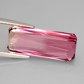 Turmalina rosa natural de 5,99 ct, corte esmeralda, IF