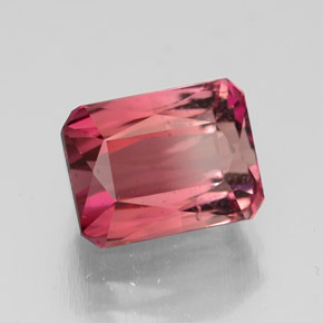 Turmalina rosa natural de 3,55 ct, corte esmeralda, VS-SI