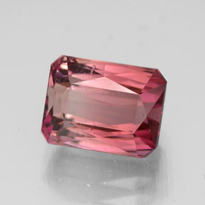 Turmalina rosa natural de 3,55 ct, corte esmeralda, VS-SI