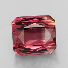 Turmalina multicolor natural de 4,55 ct, corte esmeralda, VS