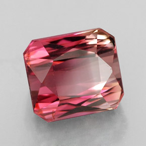 Turmalina multicolor natural de 4,55 ct, corte esmeralda, VS