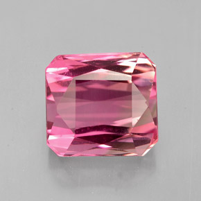 Turmalina rosa natural de 3,95 ct, corte esmeralda, VVS-VS