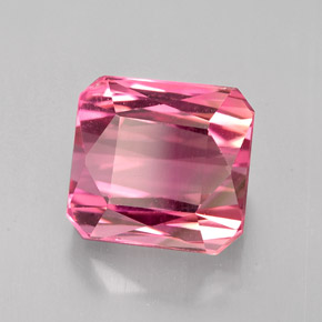 Turmalina rosa natural de 3,95 ct, corte esmeralda, VVS-VS