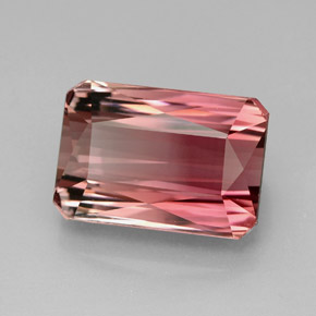 Turmalina rosa natural de 8,66 ct, corte esmeralda, VVS