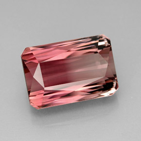 Turmalina rosa natural de 8,66 ct, corte esmeralda, VVS