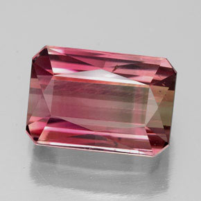 Turmalina rosa natural de 4,35 ct, corte esmeralda, VS-SI