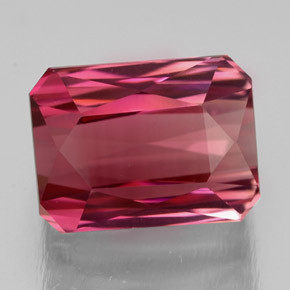 Turmalina rosa natural de 4,61 ct, corte esmeralda, VVS